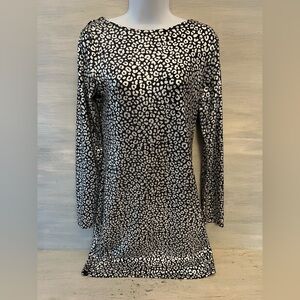 Michael Michael Kors Black Metallic Silver Leopard Print Mini Dress Size 10 NWT